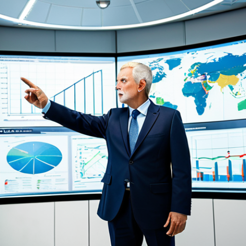 Home 14 A distinguished, experienced male energy engineer in his 60s, wearing a modest, professional business suit, standing confidently in a modern, bright control room with large interactive digital displays showing intricate smart grid schematics and renewable energy flow charts. He is gesturing with a well-formed hand towards the screen, conveying active consulting and teaching. The room is clean, high-tech, and illuminated by natural light. Professional studio photography, high resolution, sharp focus, perfect anatomy, correct proportions, natural body proportions, proper finger count, natural pose, fully clothed, appropriate attire, modest clothing, professional dress, safe for work, appropriate content, professional.