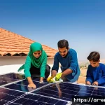 에너지기술 관련 실무 기술서 추천 - **Prompt 1: Empowering Home Solar Installation**
    A bright, wide-angle shot of a cheerful Arab fa...