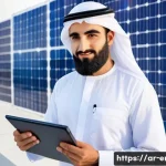 에너지기술 컨설턴트가 되는 법 - A professional Middle Eastern male energy consultant in traditional business attire with a neatly tr...